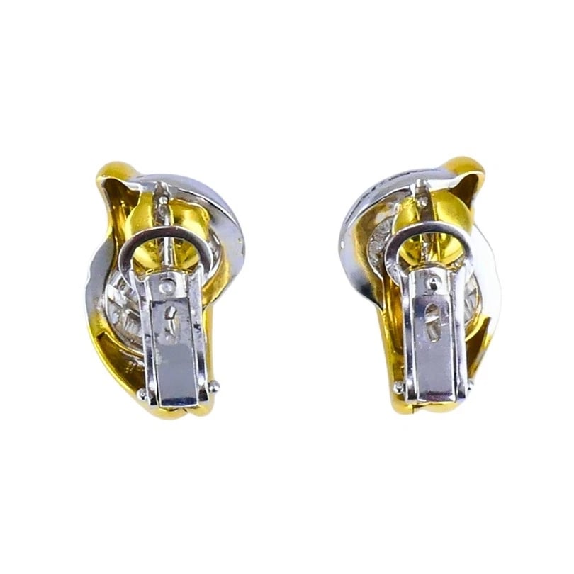 Vintage Luca Carati Diamond EARRINGS 18k Gold Italian Estate Jewelry - 6