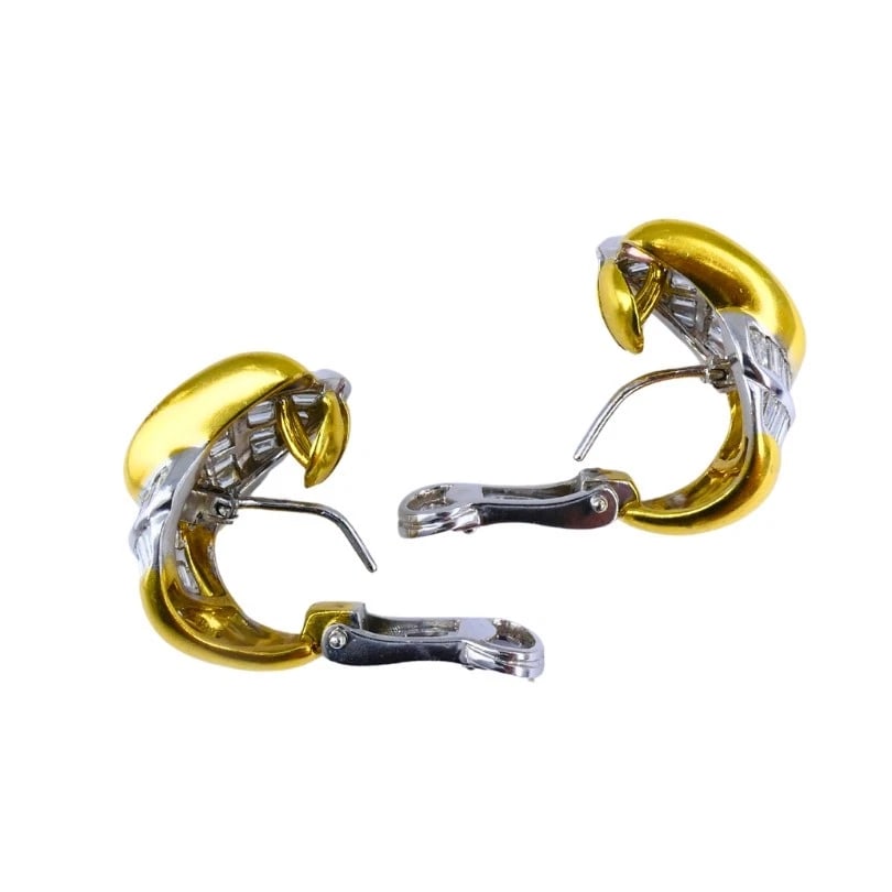 Vintage Luca Carati Diamond EARRINGS 18k Gold Italian Estate Jewelry - 8