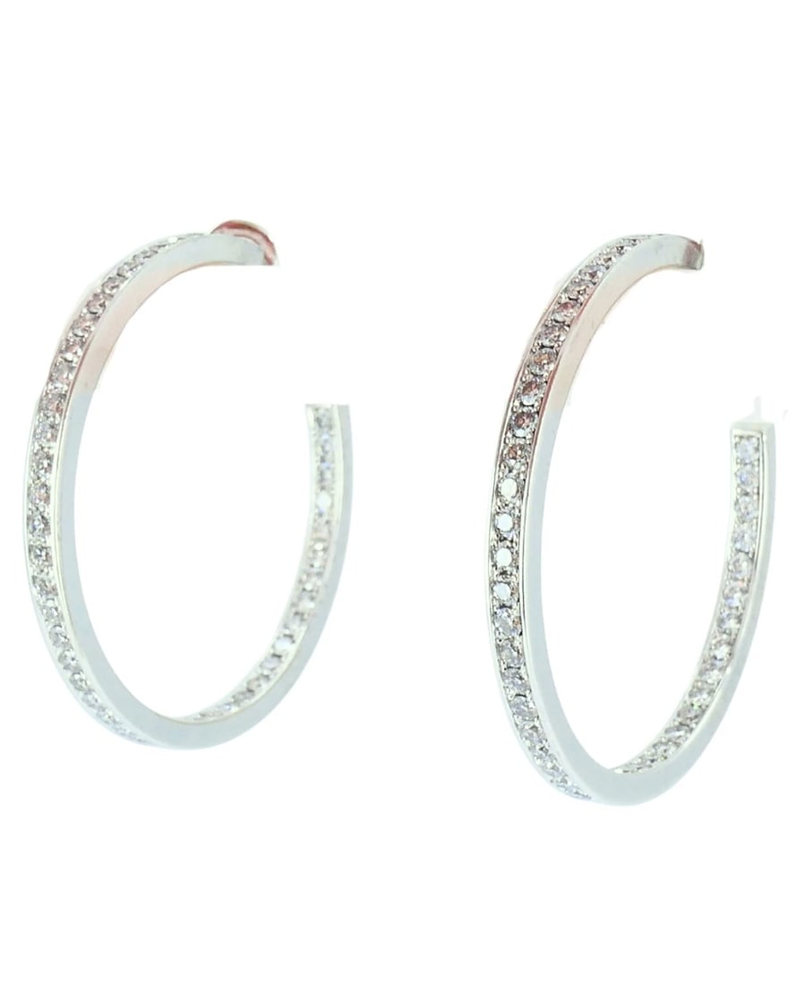 Vintage Cartier Hoop Earrings 18k Gold Diamond Earrings - 3