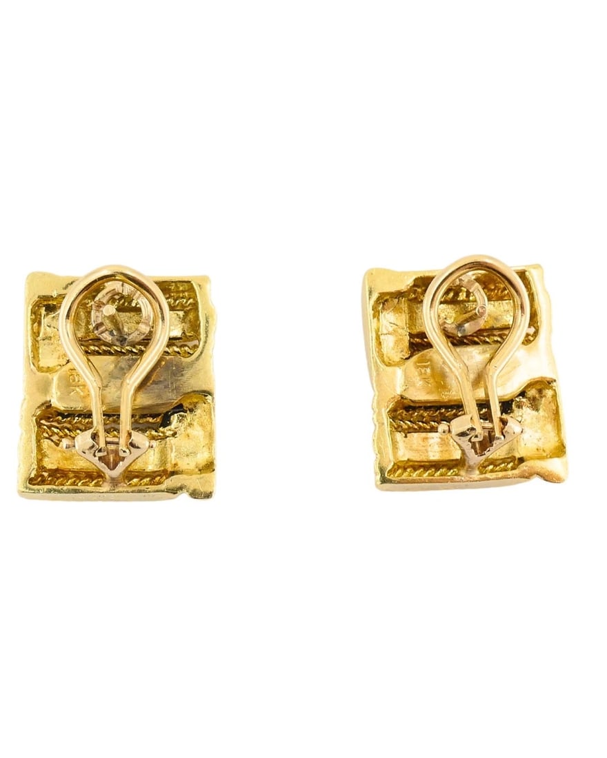 Vintage Aldo Cipullo for Cartier 18 Gold Earrings Lapis Lazuli - 4