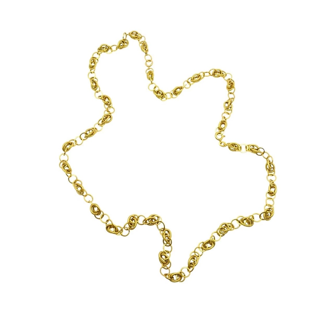 Vintage Italian 14k Textured Link Long Chain Necklace - 4