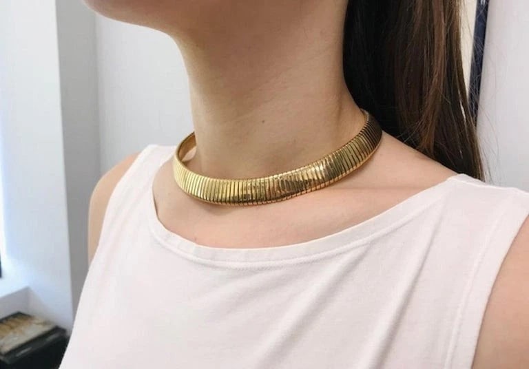Bvlgari Bulgari Tubogas Necklace 18k Gold & Steel - 2