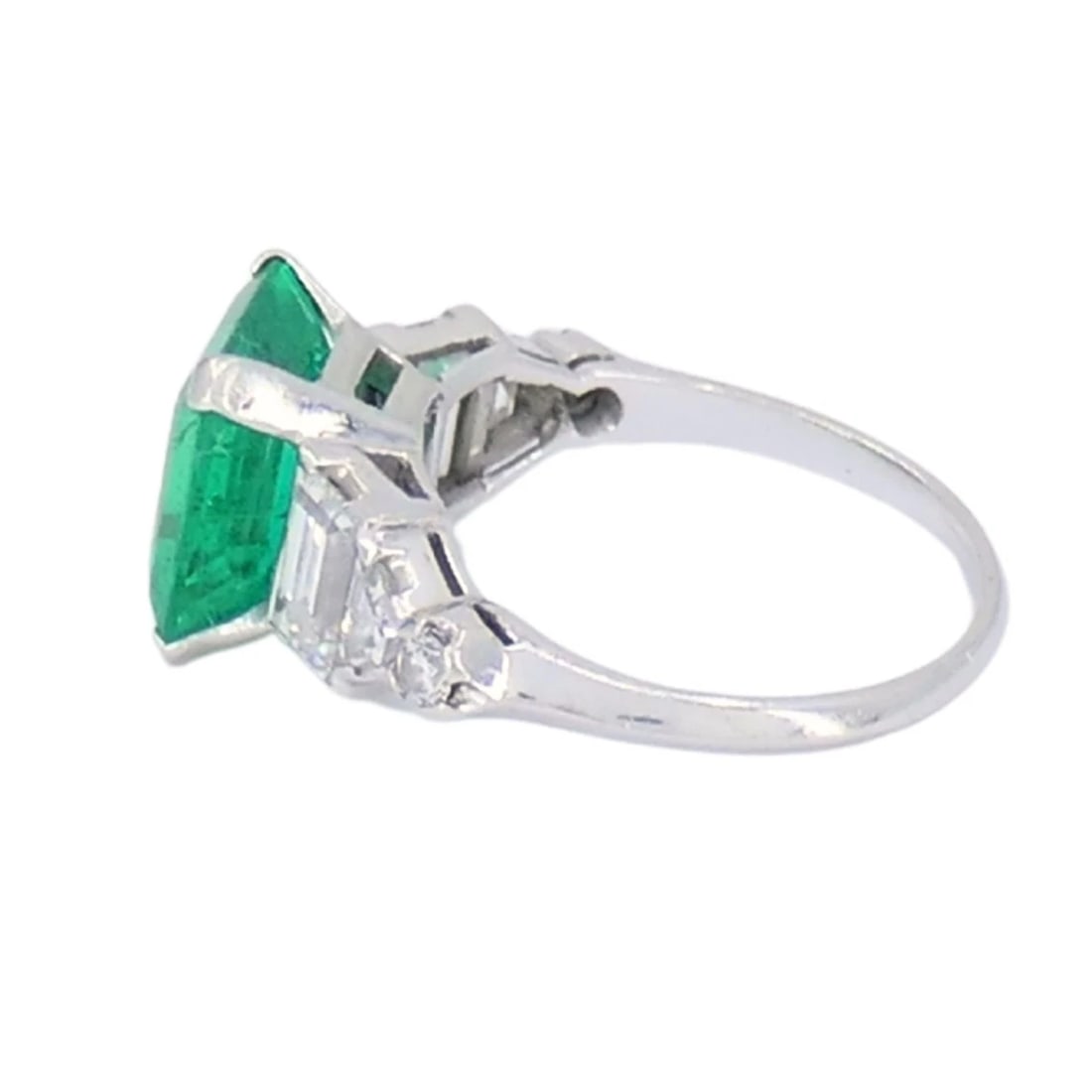 Colombian Emerald Engagement Ring GIA Platinum Diamond - 4