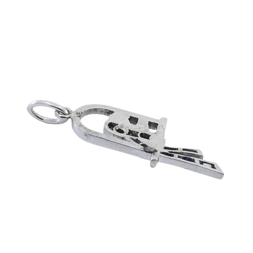Antique Platinum Parrot Charm Gemstone Diamond Accents - 7