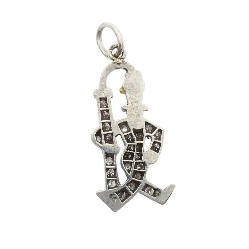 Platinum Diamond Walking Gentleman Charm Pearl Head - 7