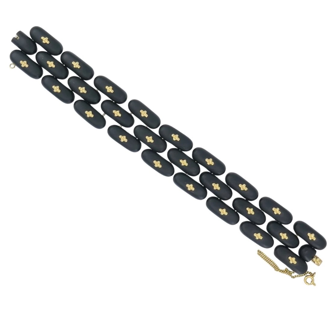 Vintage Angela Cummings Bracelet Gold Black Jade - 7