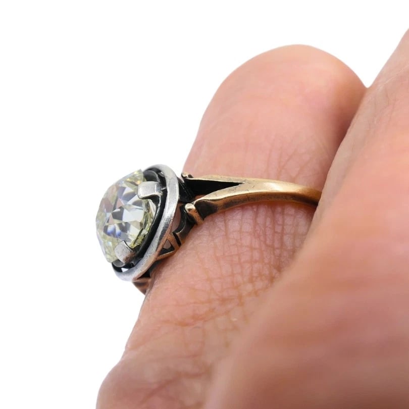 Victorian Engagement RING 14k Gold Silver Old Mine Cut Diamond - 4