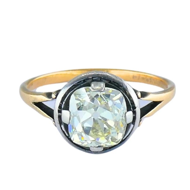 Victorian Engagement RING 14k Gold Silver Old Mine Cut Diamond - 9