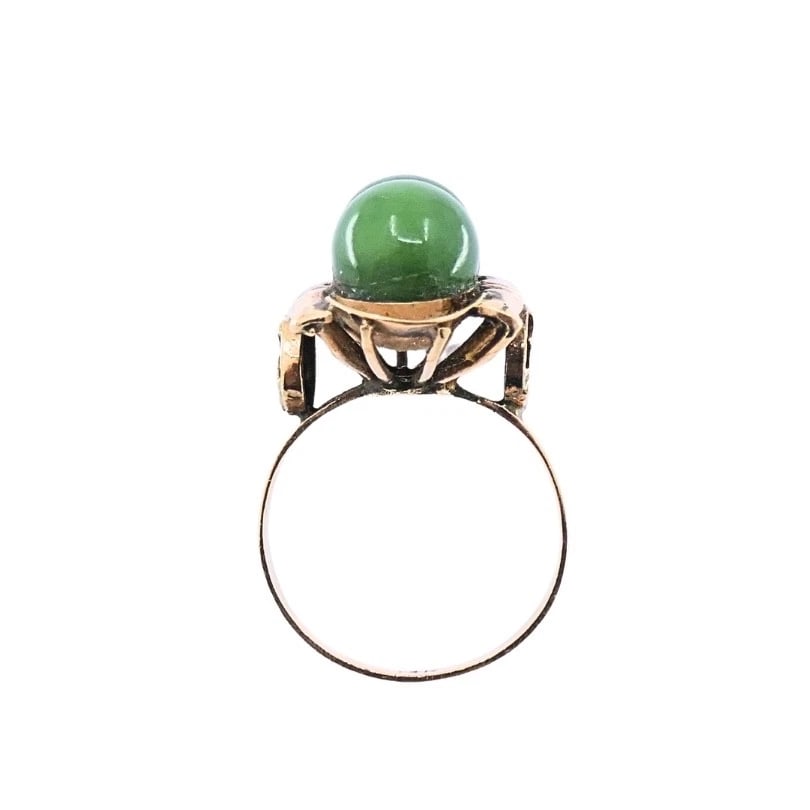 Vintage 14k Jade Bamboo Cocktail Ring - 7
