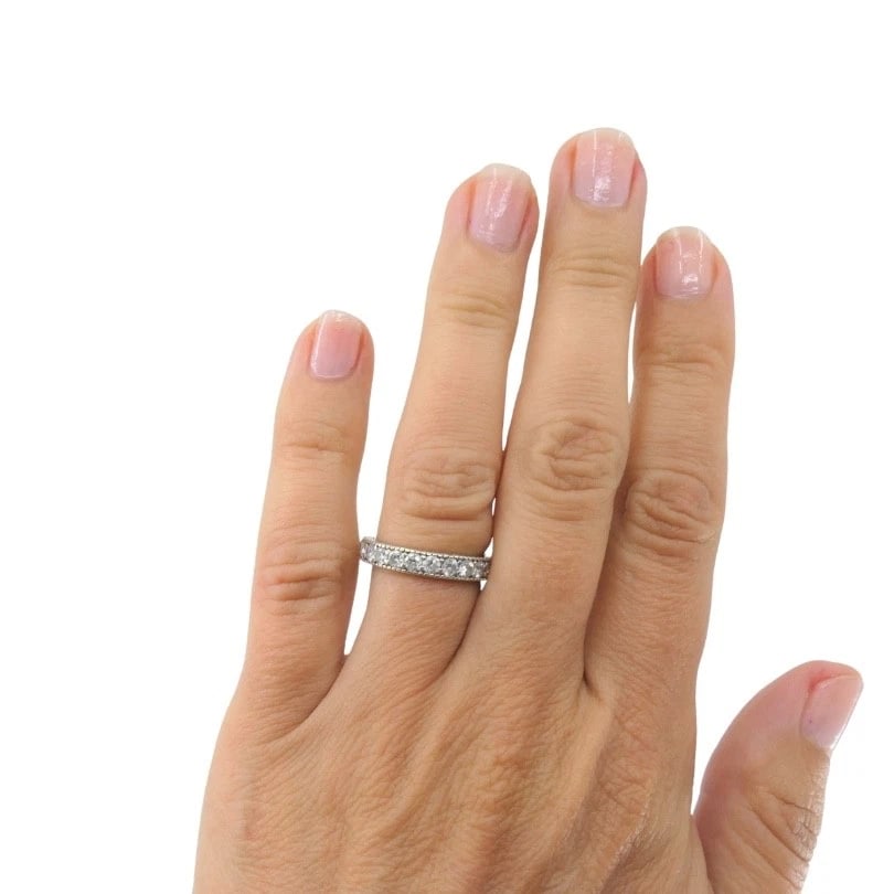 18k White Gold Diamond Eternity Band Ring - 2