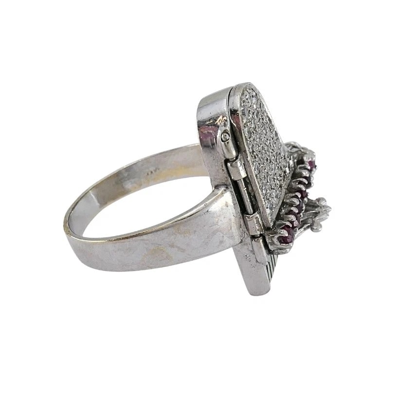 Vintage 14k Gold Grand Piano Diamond Gemstone Ring - 8