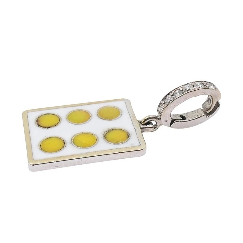 Vintage 12k Gold Domino Six Charm Pavé Diamond Bail - 3