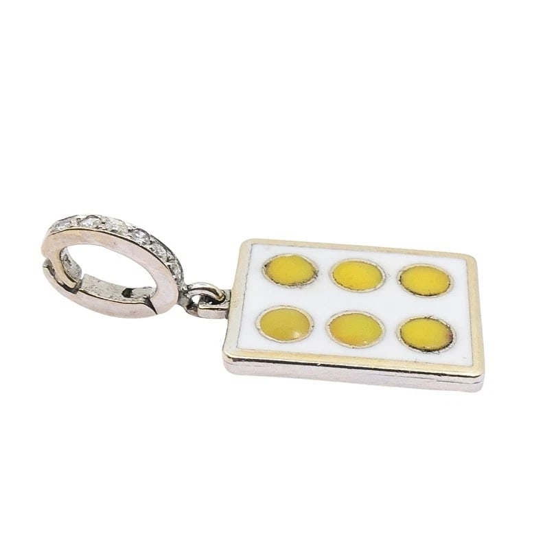 Vintage 12k Gold Domino Six Charm Pavé Diamond Bail - 4