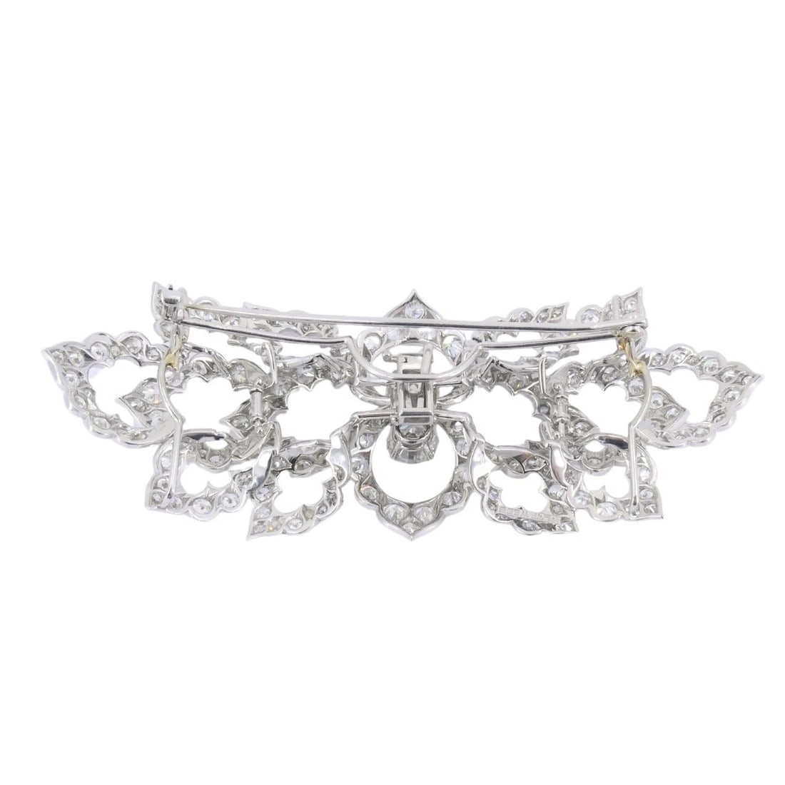 David Webb Diamond Platinum Brooch Floral Design - 5