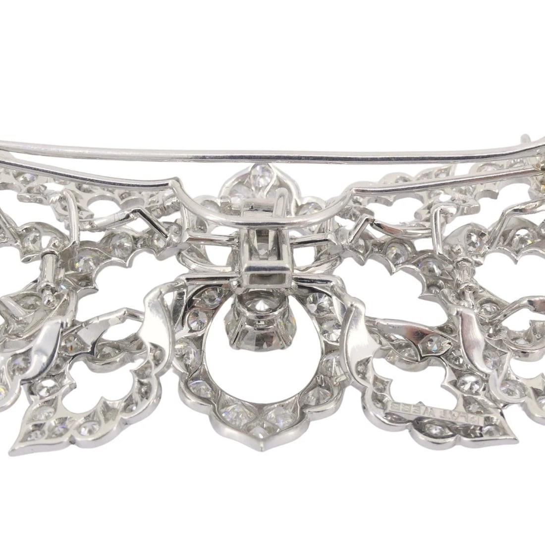 David Webb Diamond Platinum Brooch Floral Design - 6