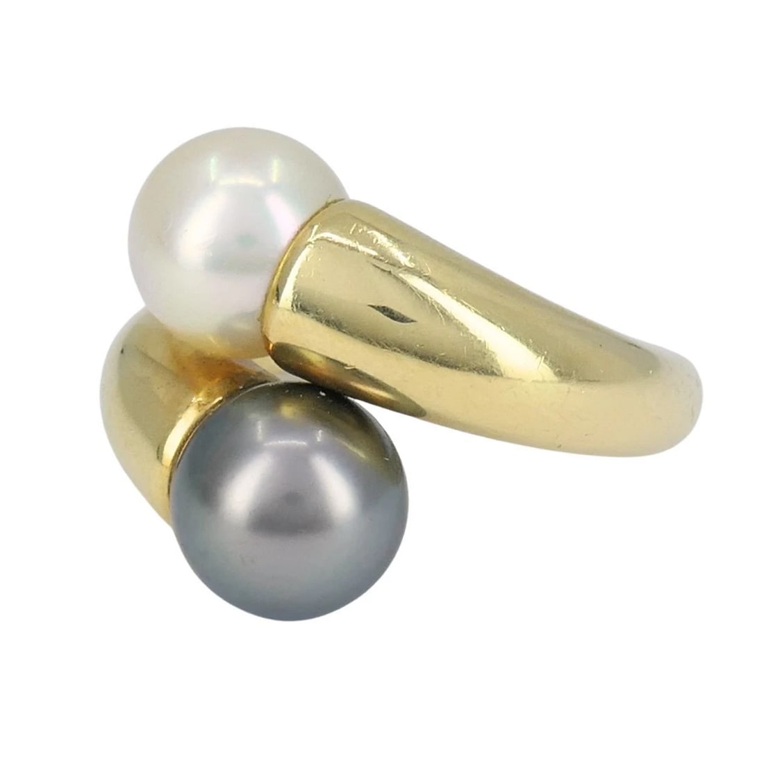 Vintage Cartier Toi et Moi 18k Gold Pearl Bypass Ring - 7