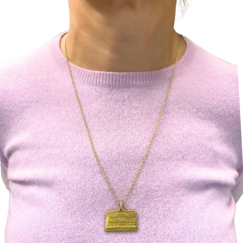 Vintage 1928 18k Gold Argentine Automobile Pendant 14k Chain Necklace - 2
