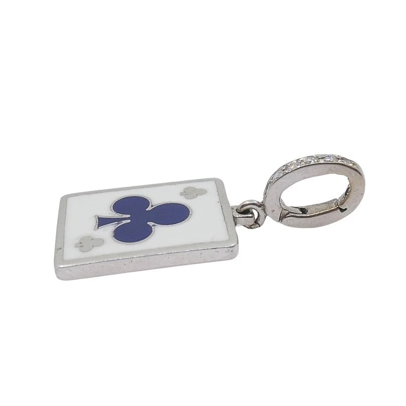 Vintage 12k Gold Playing Card Club Charm Pavé Diamond Bail - 3