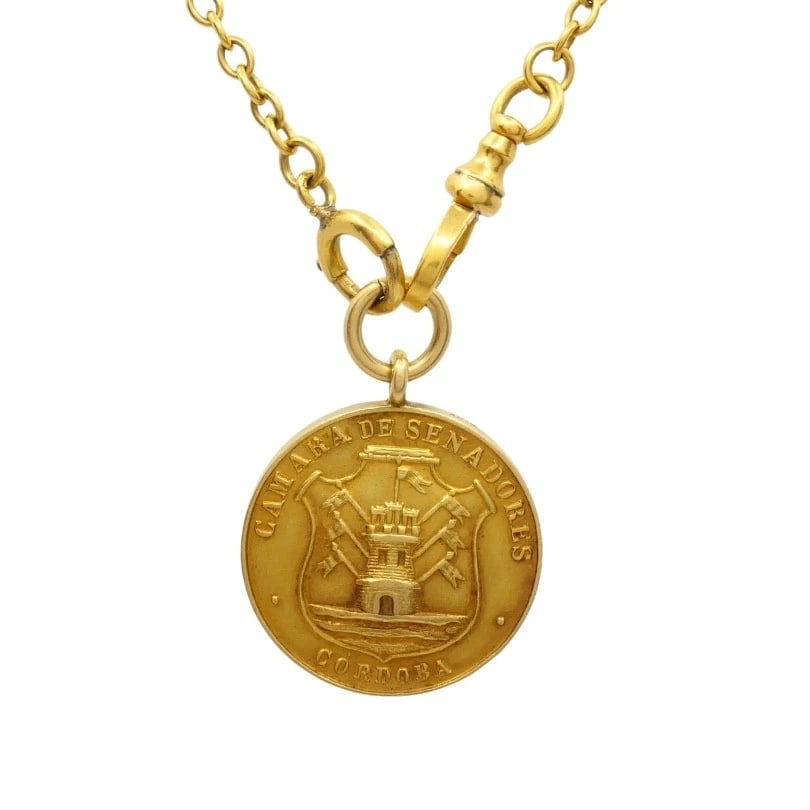 Vintage 10k Gold Chain 18k Coin Pendant Necklace - 3