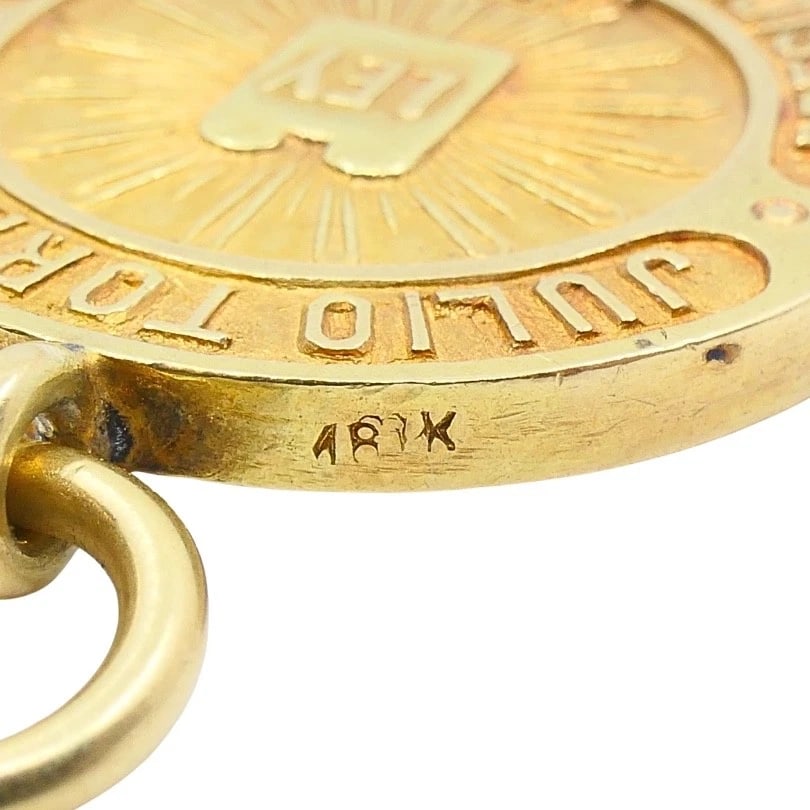 Vintage 10k Gold Chain 18k Coin Pendant Necklace - 8