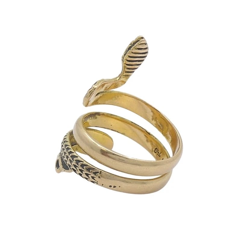 Vintage 18k Gold Snake Ring Serpent Design - 3
