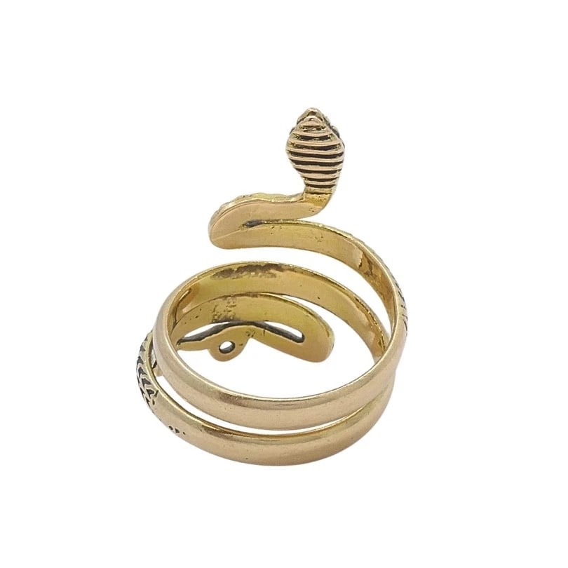 Vintage 18k Gold Snake Ring Serpent Design - 5