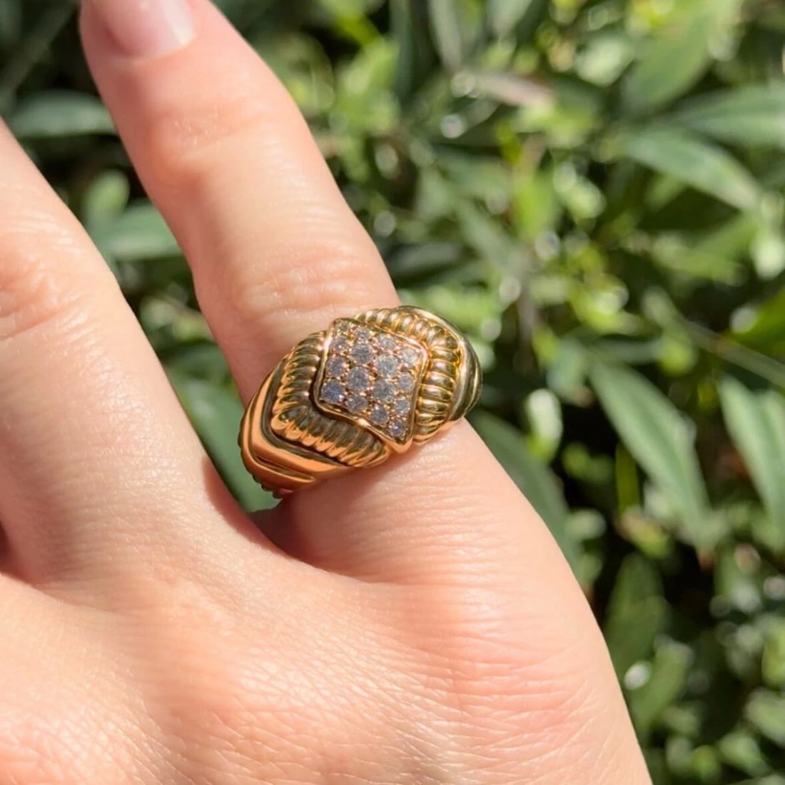 Vintage Boucheron 18k Gold Diamond Dome Ring - 2