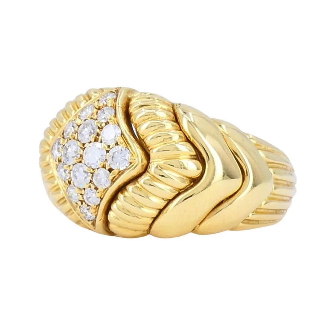 Vintage Boucheron 18k Gold Diamond Dome Ring - 4