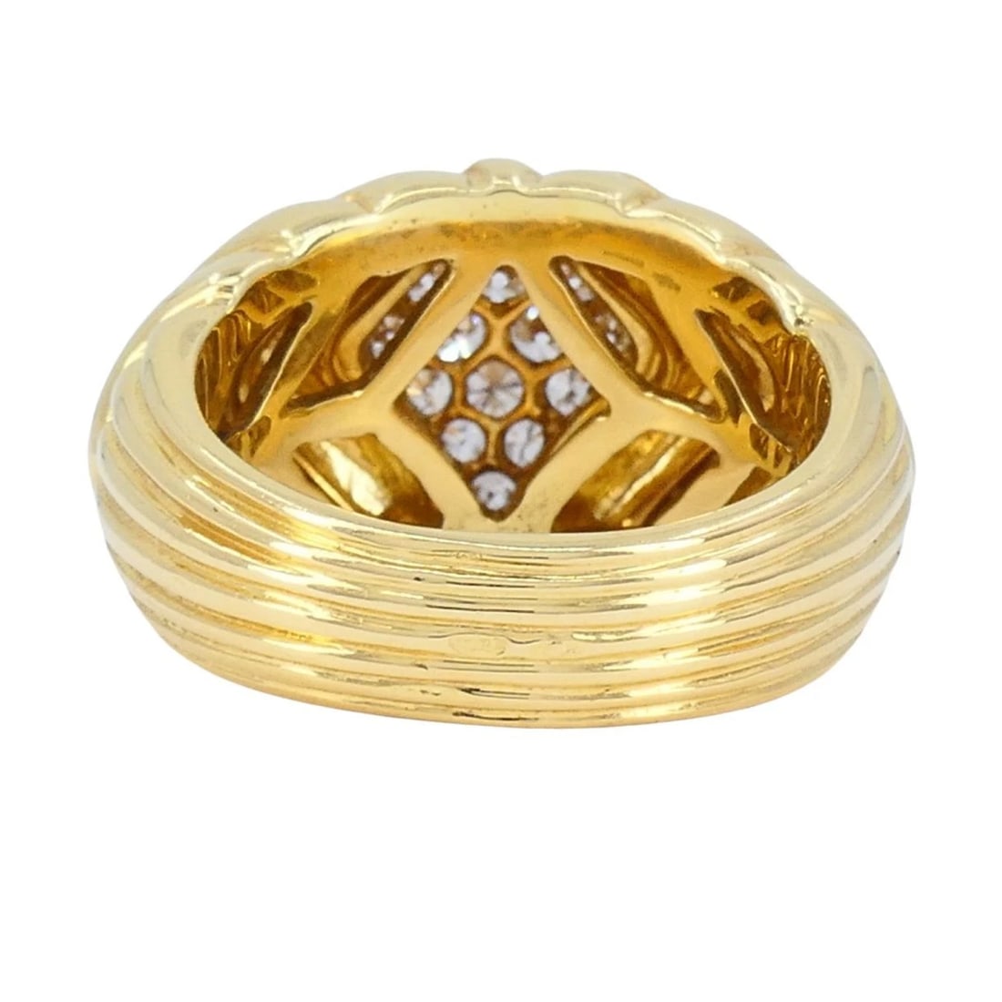 Vintage Boucheron 18k Gold Diamond Dome Ring - 7