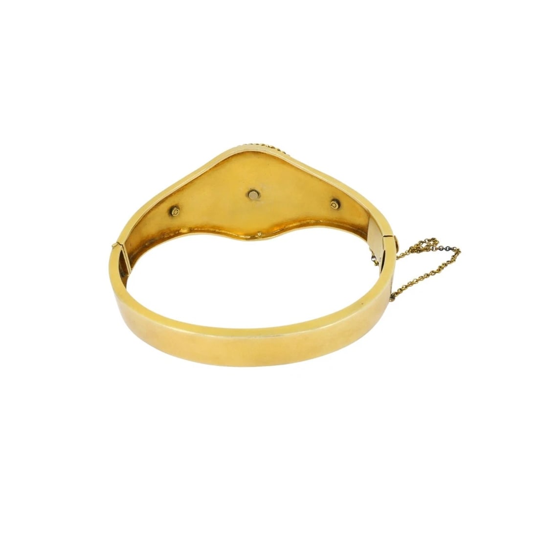 Vintage Turquoise Bracelet Enamel Bangle 14k Gold Silver Accents - 5