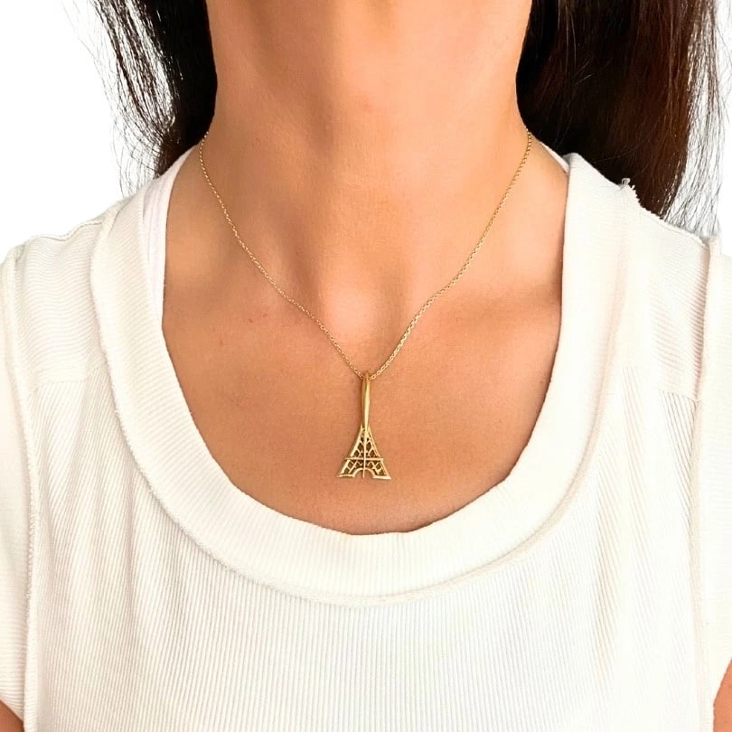 Fred Paris 18K Gold Eiffel Tower Pendant Necklace - 2