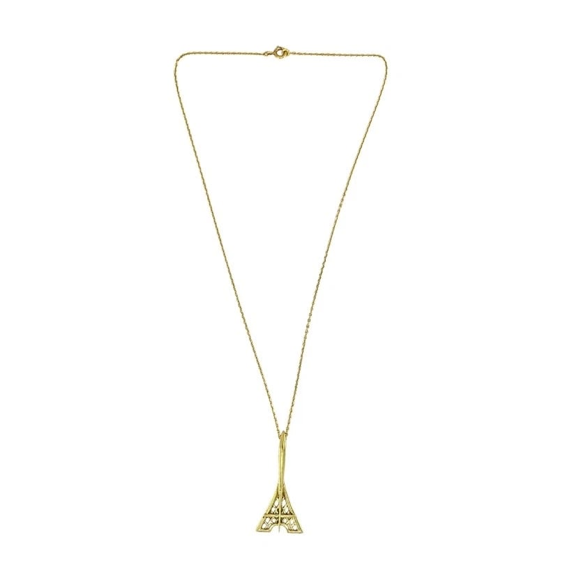 Fred Paris 18K Gold Eiffel Tower Pendant Necklace - 3