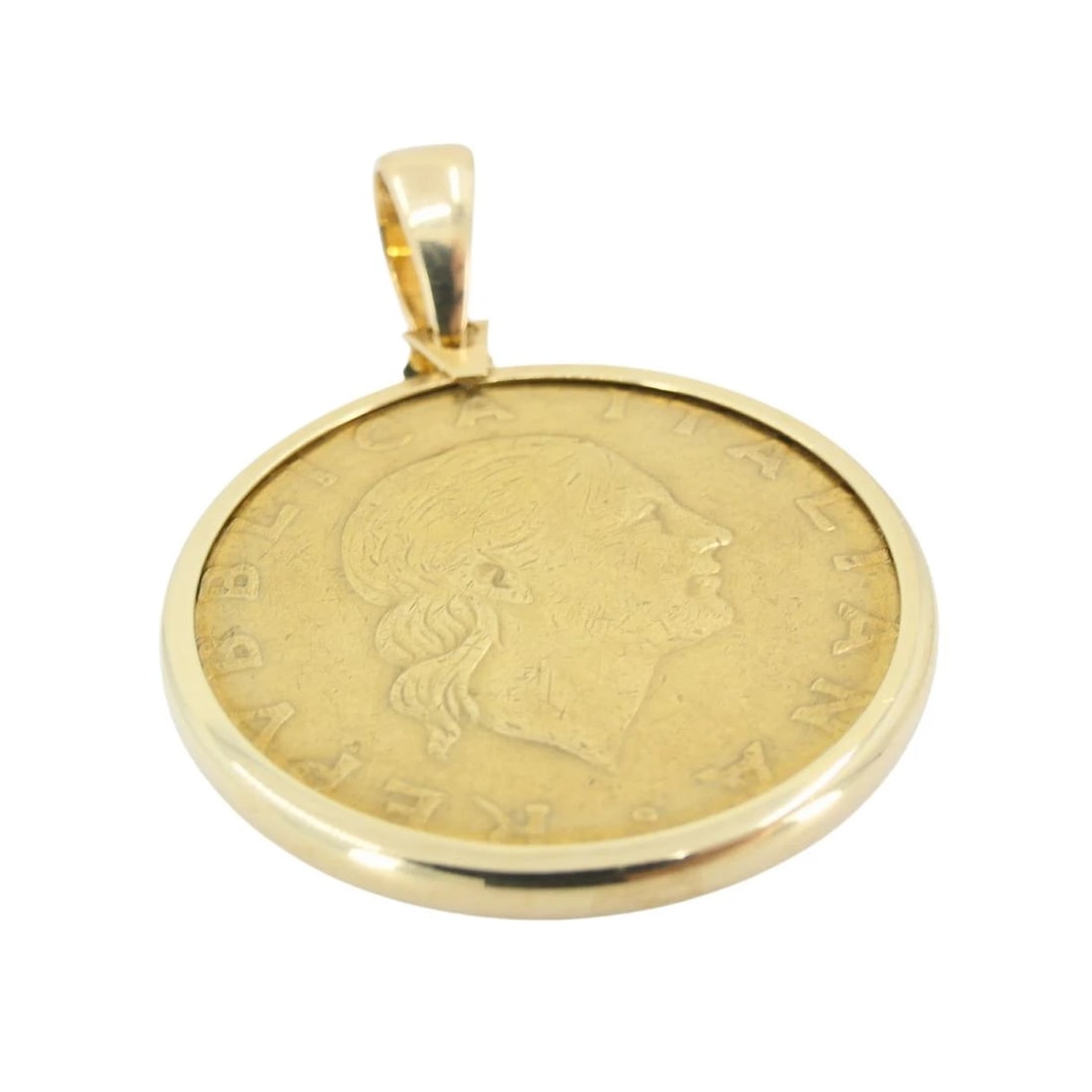 Italian 14k Gold Lire Coin Pendant - 4