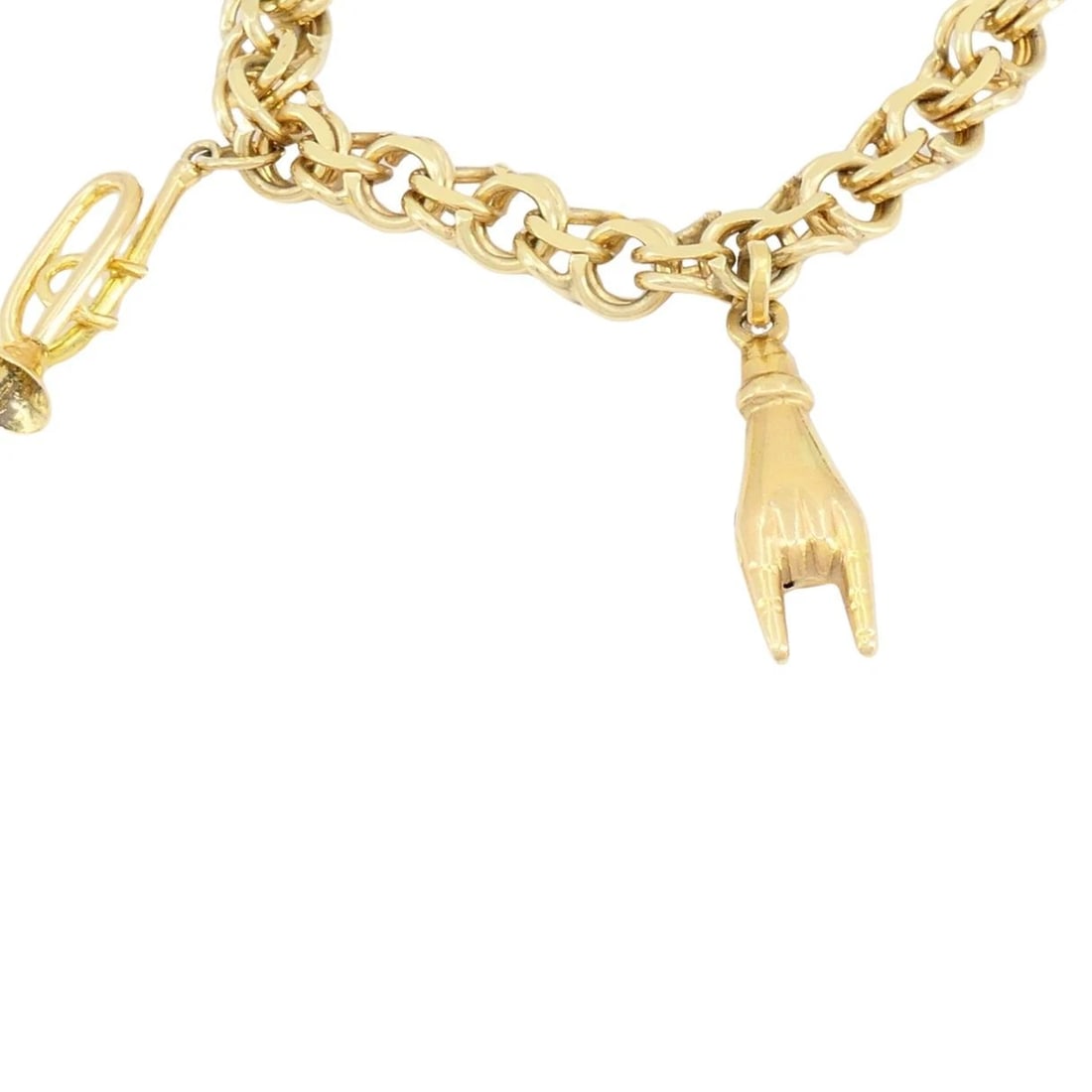 Vintage 14k 18k Gold Charm Bracelet - 7