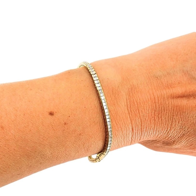 Vintage 18k Gold Diamond Tennis Bracelet, 3.79 Carats - 2