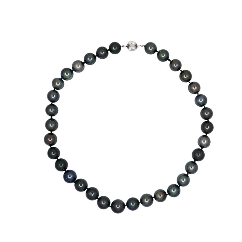 Tahitian Pearl Strand Necklace 14k Gold Clasp - 5