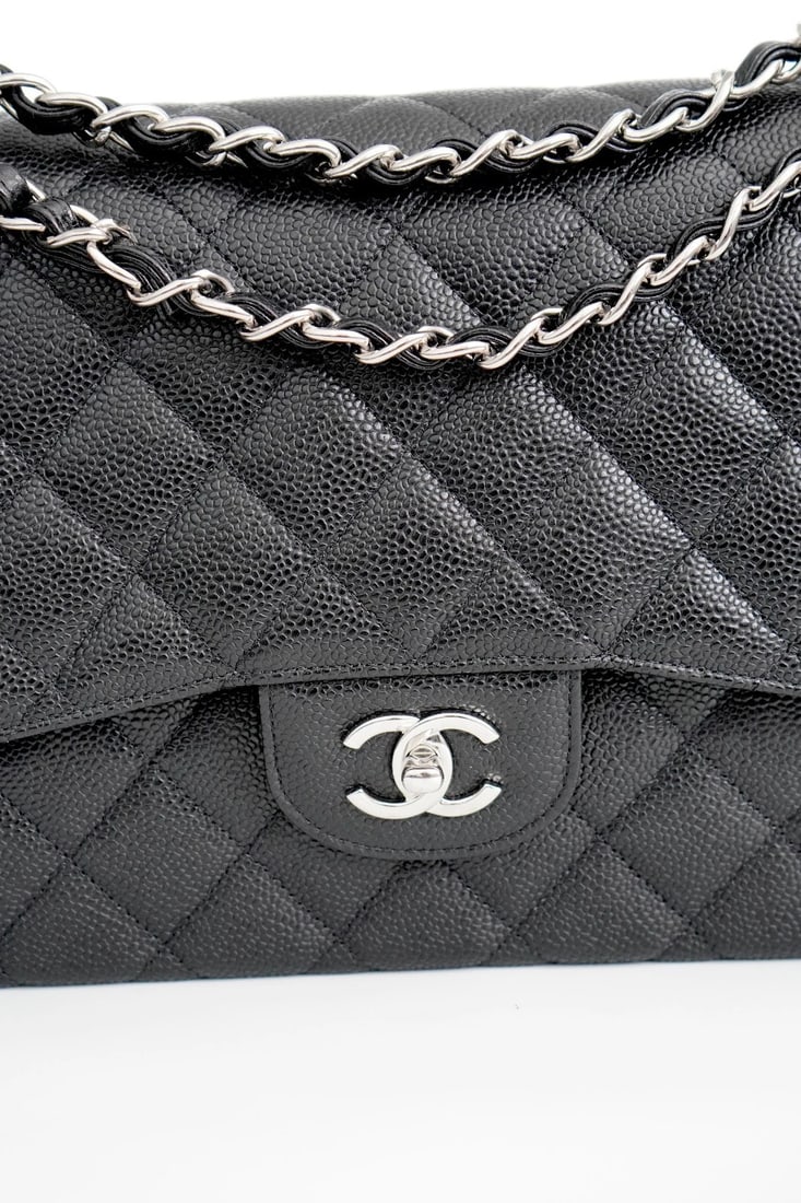 Chanel Jumbo Caviar Leather Black Classic Flap Bag - 11