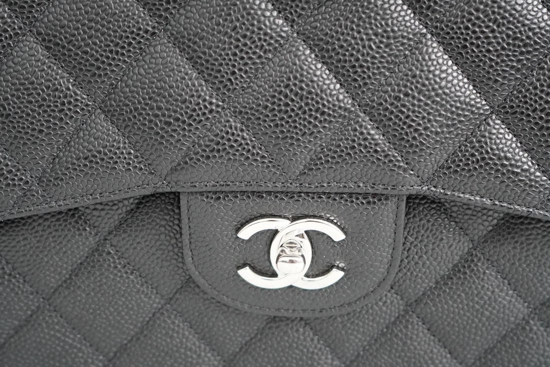 Chanel Jumbo Caviar Leather Black Classic Flap Bag - 13