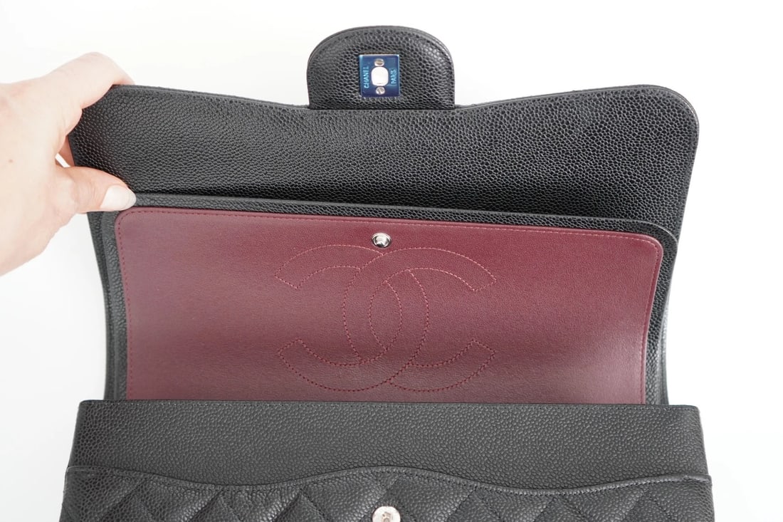 Chanel Jumbo Caviar Leather Black Classic Flap Bag - 8