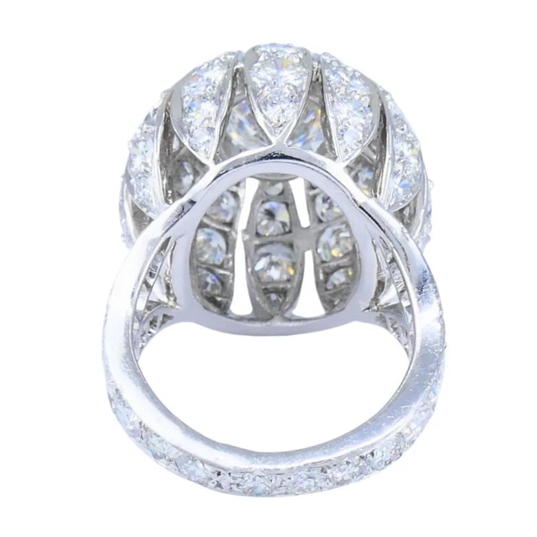 Vintage 1950s Platinum Diamond Bombe Cocktail RING Circa 1950s Estate Jewelry - 6