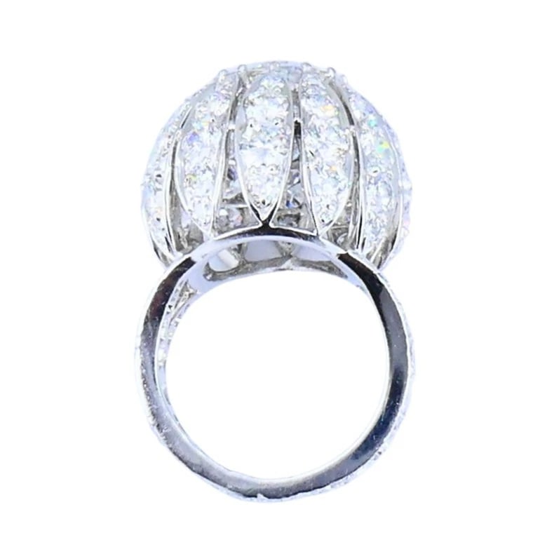 Vintage 1950s Platinum Diamond Bombe Cocktail RING Circa 1950s Estate Jewelry - 7