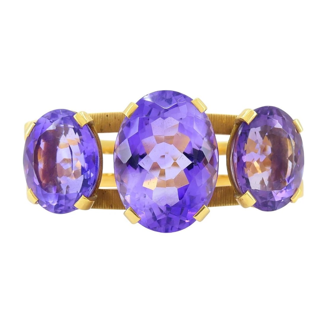 Vintage Hermès 18k Gold Amethyst Clamper Bracelet (1 of 8)