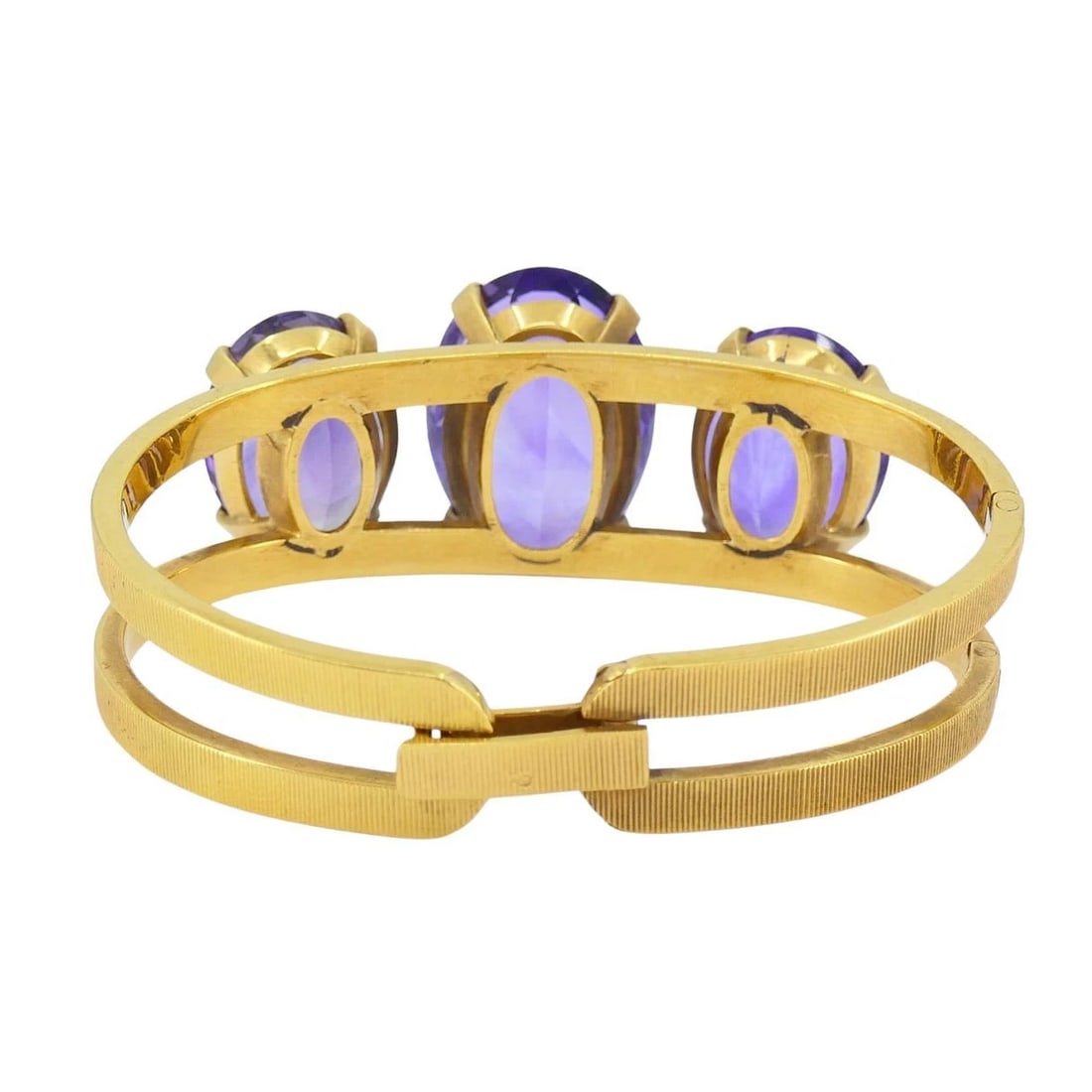 Vintage Hermès 18k Gold Amethyst Clamper Bracelet - 8