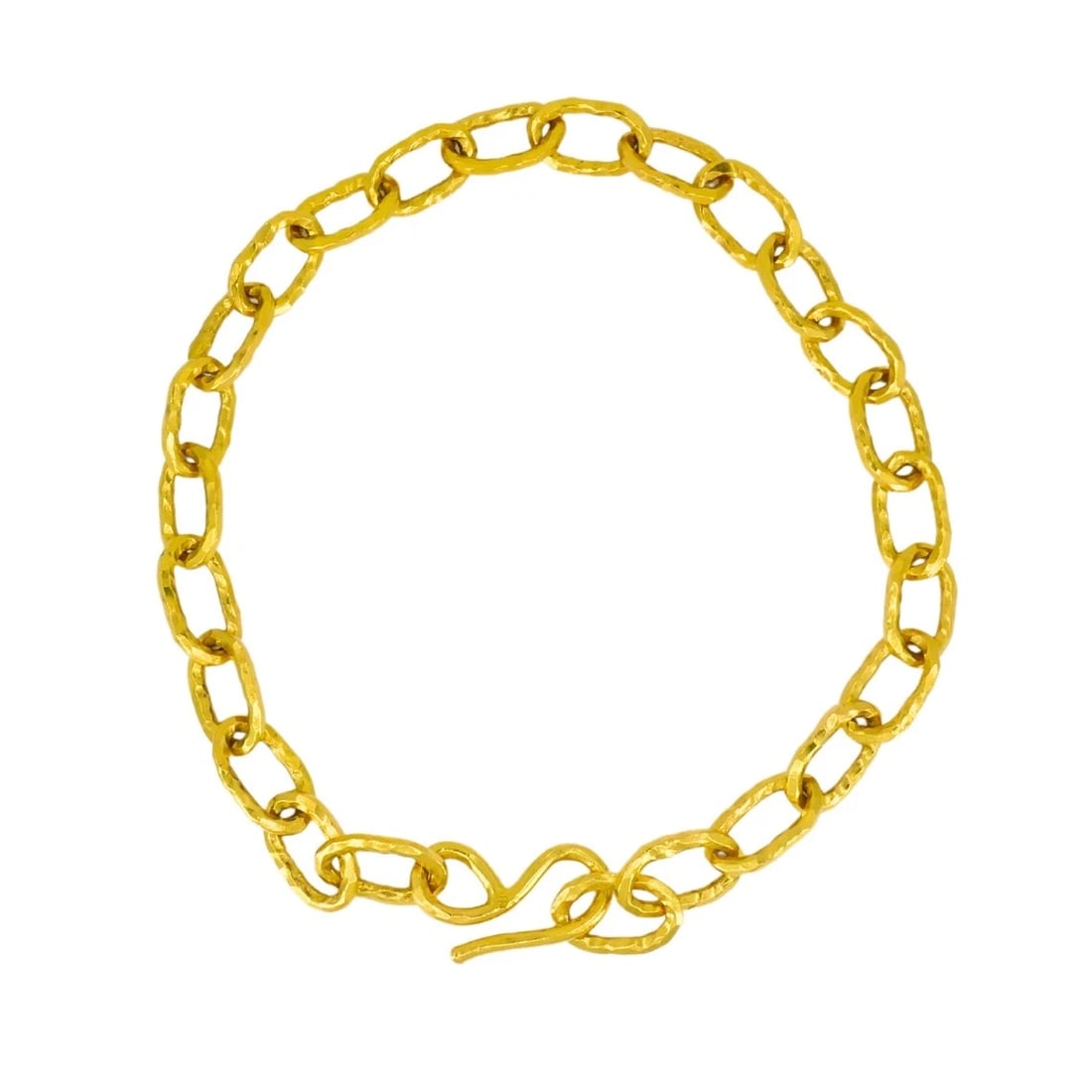 Jean Mahie Vintage 22k Gold Heavy Chain Necklace: NS AUOOO Jean Mahie Vintage 22k Gold Heavy Chain Necklace A Jean Mahie’s vintage 22k gold heavy chain necklace with oval textured links. Each link is uniquely hammered, making it both