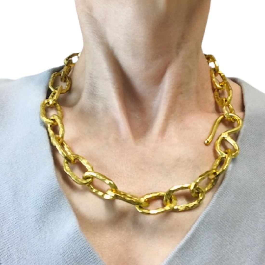 Jean Mahie Vintage 22k Gold Heavy Chain Necklace - 2