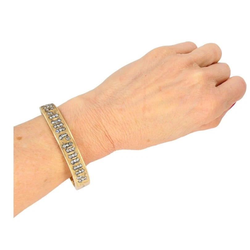 Victorian 14k Gold BRACELET Rose Cut Diamonds Antique Estate Jewelry - 3