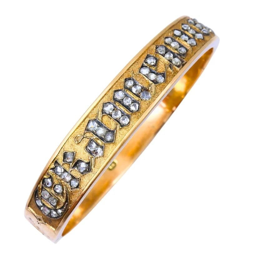 Victorian 14k Gold BRACELET Rose Cut Diamonds Antique Estate Jewelry - 4