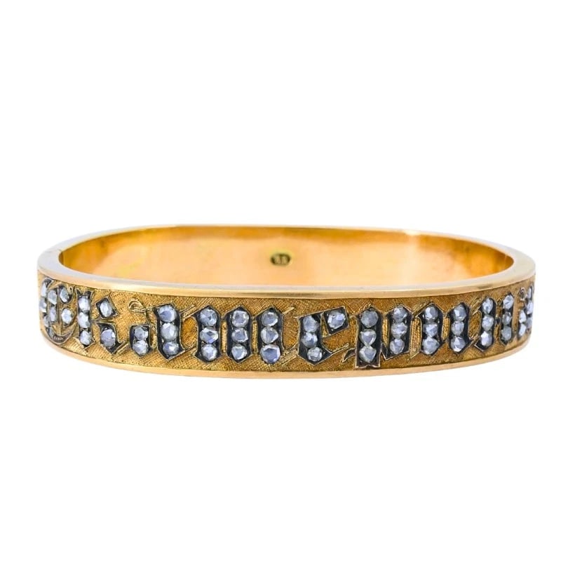 Victorian 14k Gold BRACELET Rose Cut Diamonds Antique Estate Jewelry - 5