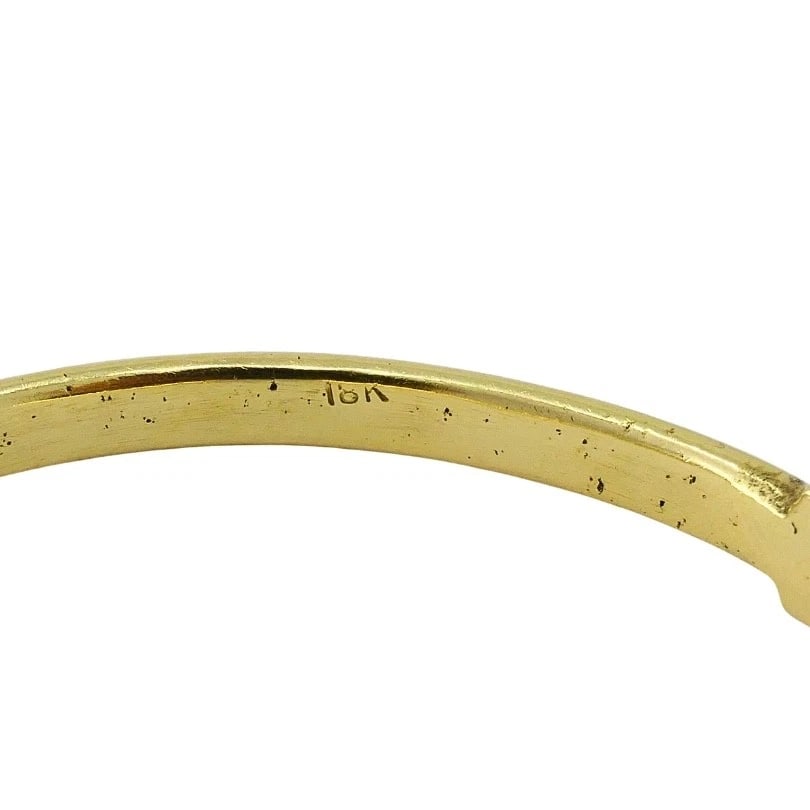 Vintage 18k Gold Blue Enamel Bangle Bracelet - 8