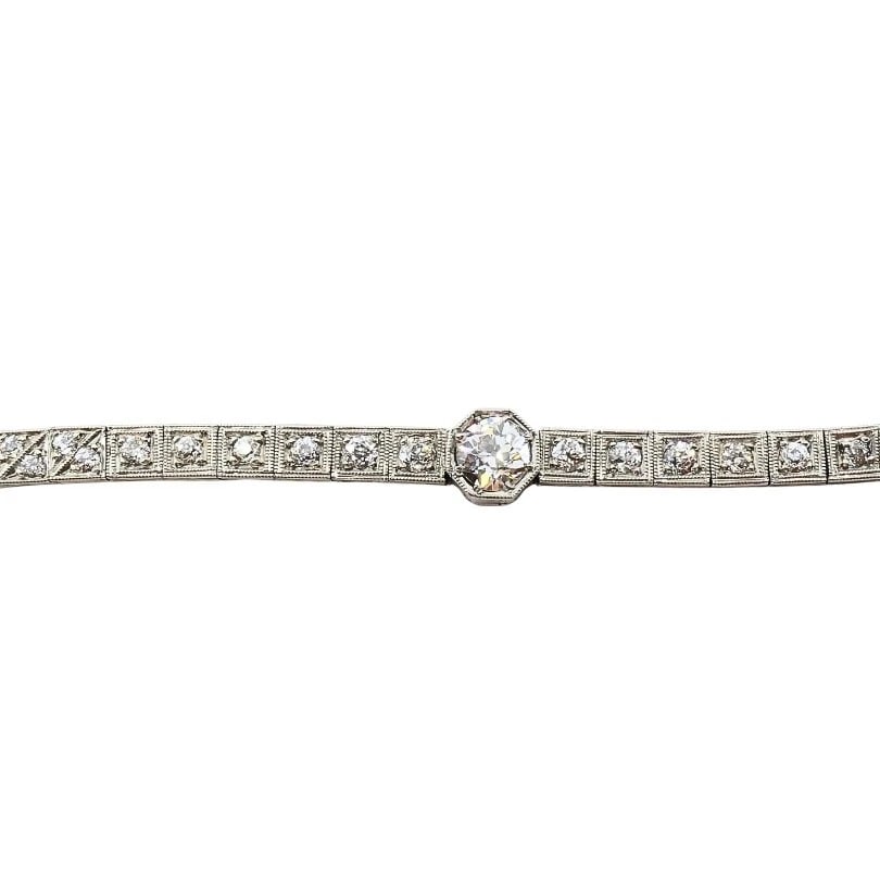 Vintage 14k White Gold Diamond Bracelet Estate Jewelry - 5